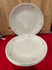 Corelle Pink Roses English Breakfast Dinner Plates 10 1/4" USA (6 pc Vintage)