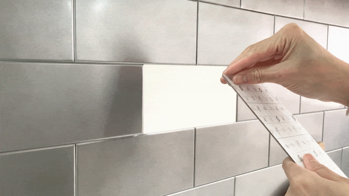 Peel & Stick Metal Tile Kitchen backsplash 3.93"x3.93", 3.93"x7.87" - Picture 14 of 24