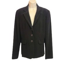 Dress Barn | 3-button Notched Collar Piping Blazer Career Jacket Black 14