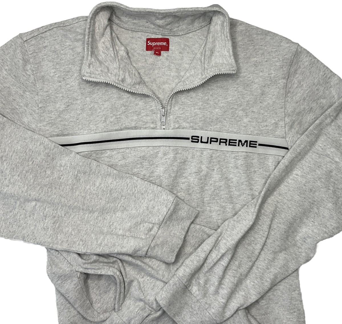 Supreme Sweater Half Zip Warm Up Pullover Heather Gray Black Supreme Sweater Half Zip Warm Up Pullover Heather Gray Black