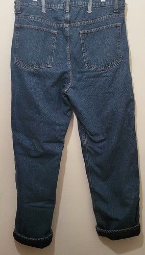 Vintage Army☆Navy Fleece Lined Relaxed Fit Denim Jeans Actual Measure 38" x 32" - Picture 2 of 9