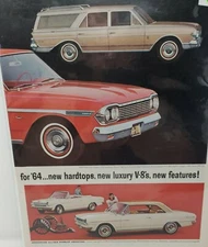 1964 ORIGINAL VINTAGE (AMC) RAMBLER CAR MAGAZINE AD HARDTOPS SEDANS WAGONS
