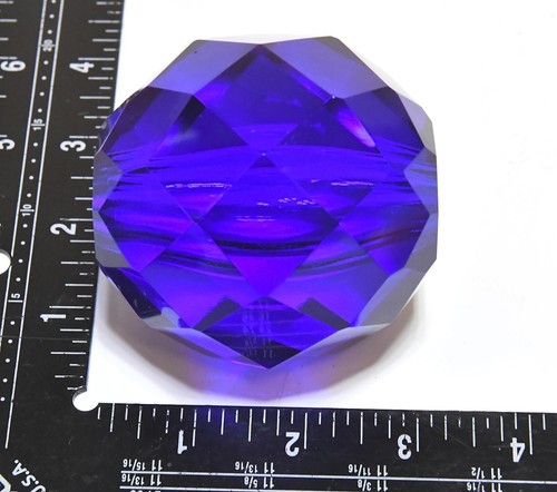 VINTAGE GLASS OR CRYSTAL COBALT BLUE INDIGO BLUE BREAK SPACER FOR FLOOR LAMP - Picture 6 of 6