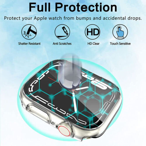 For Apple Watch Series 7 45MM Case Cover+3D Full Tempered Glass Screen Protector - Picture 60 of 74