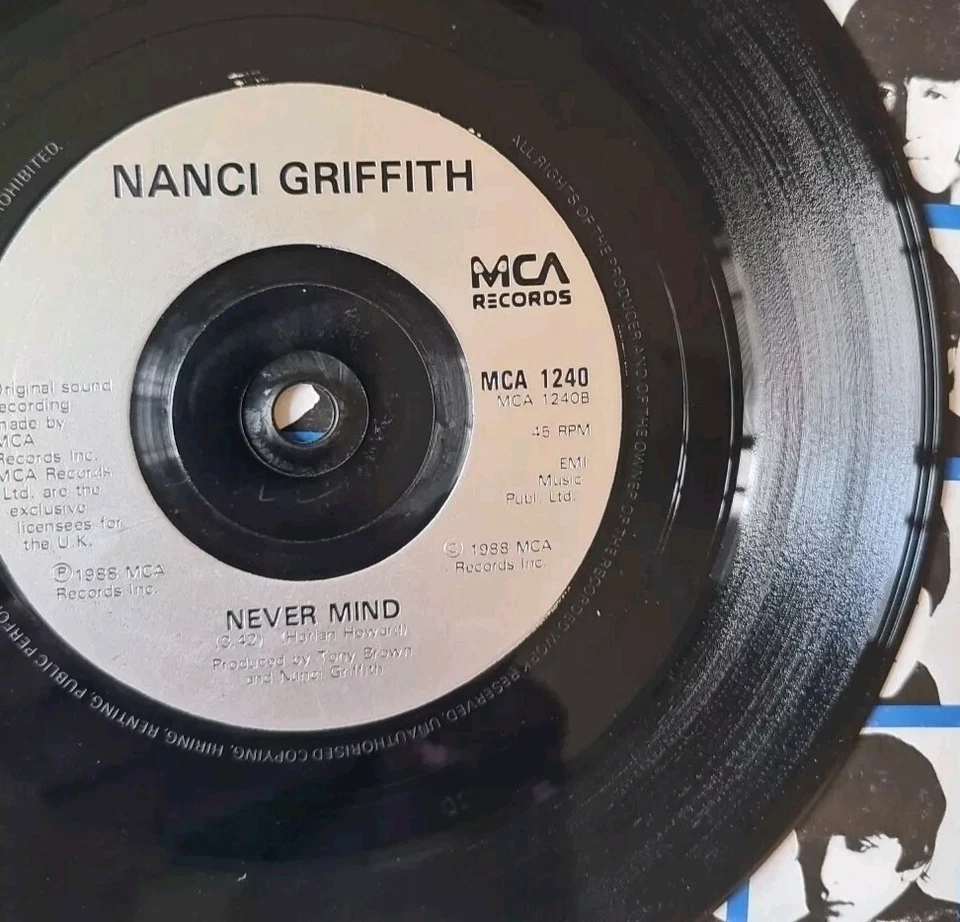 Nanci Griffith I Knew Love / Never Mind UK PS 7" Vinyl 45 - Image 4 of 4