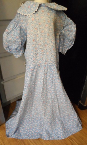 VINTAGE! BLUE FLORAL PRINT Prairie STYLE FULL Length 1950s Dress Young CHILD - 第 8/12 張圖片