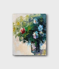 Oil painting Flowers Still life Ukrainian painter canvas Framed original decor