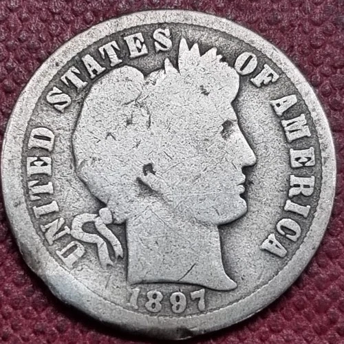 1897 O Barber Dime 10c Circulated Details #100441