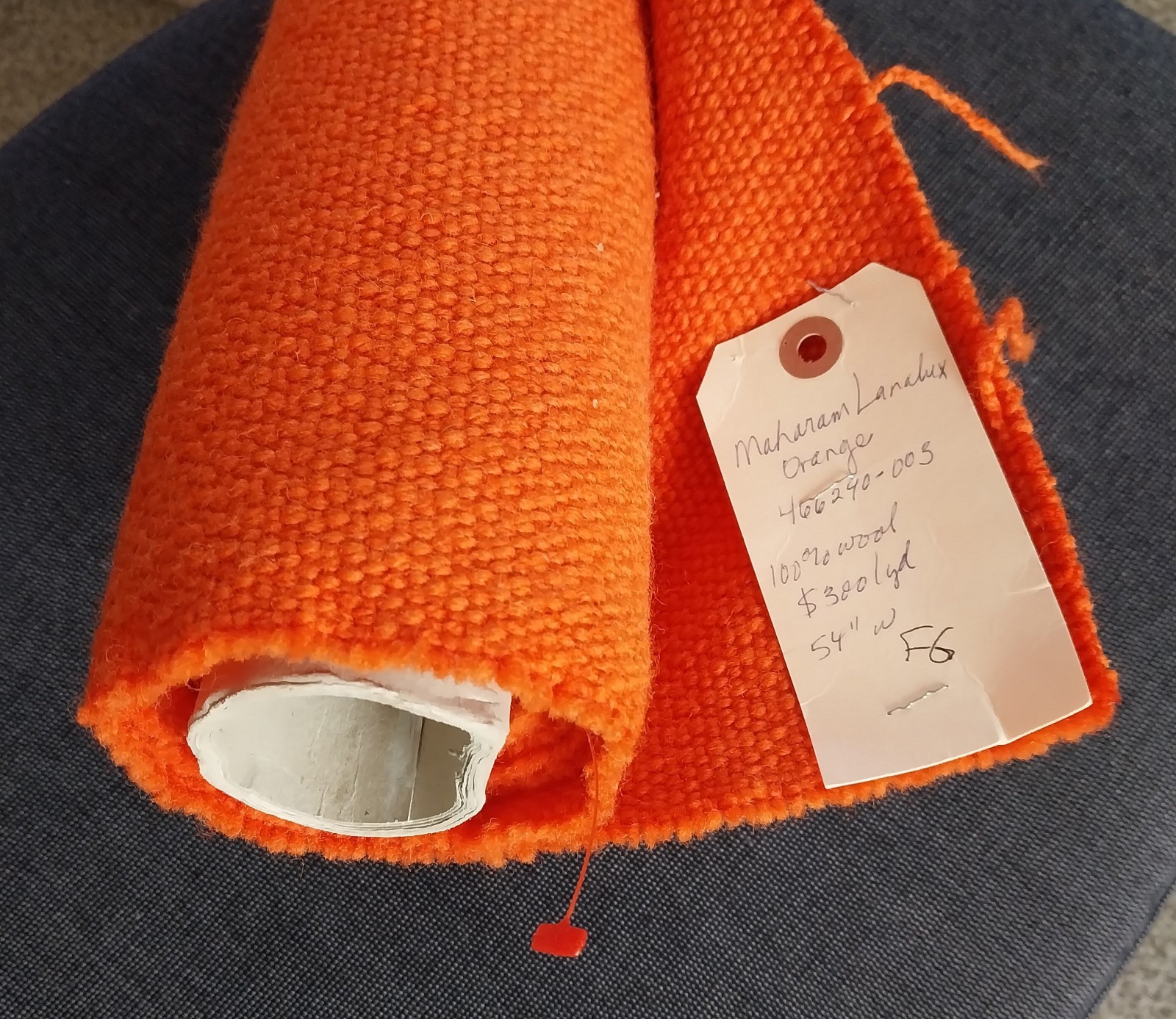 2.125 yds Alexander Girard Orange Lanalux Wool Upholstery Fabric Maharam Unused