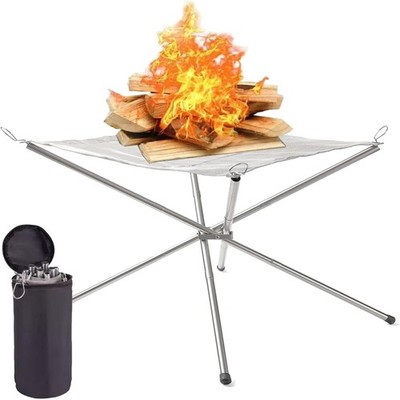 Feuerschale Edelstahl Feuerkorb faltbar Grill Feuerstelle Camping Garten