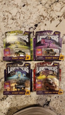 Car Tuned Series 2 Gold Lowriders lot of 4 cars. 75 62 63 61 Chevy