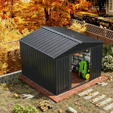 8 x 10 FT Garden Shed Storage Waterproof with Foundation Kit and Vents, Grey