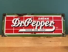 Vintage Dr. Pepper Porcelain Sign Brick Style 13.5"x 5" - Soda Advertising