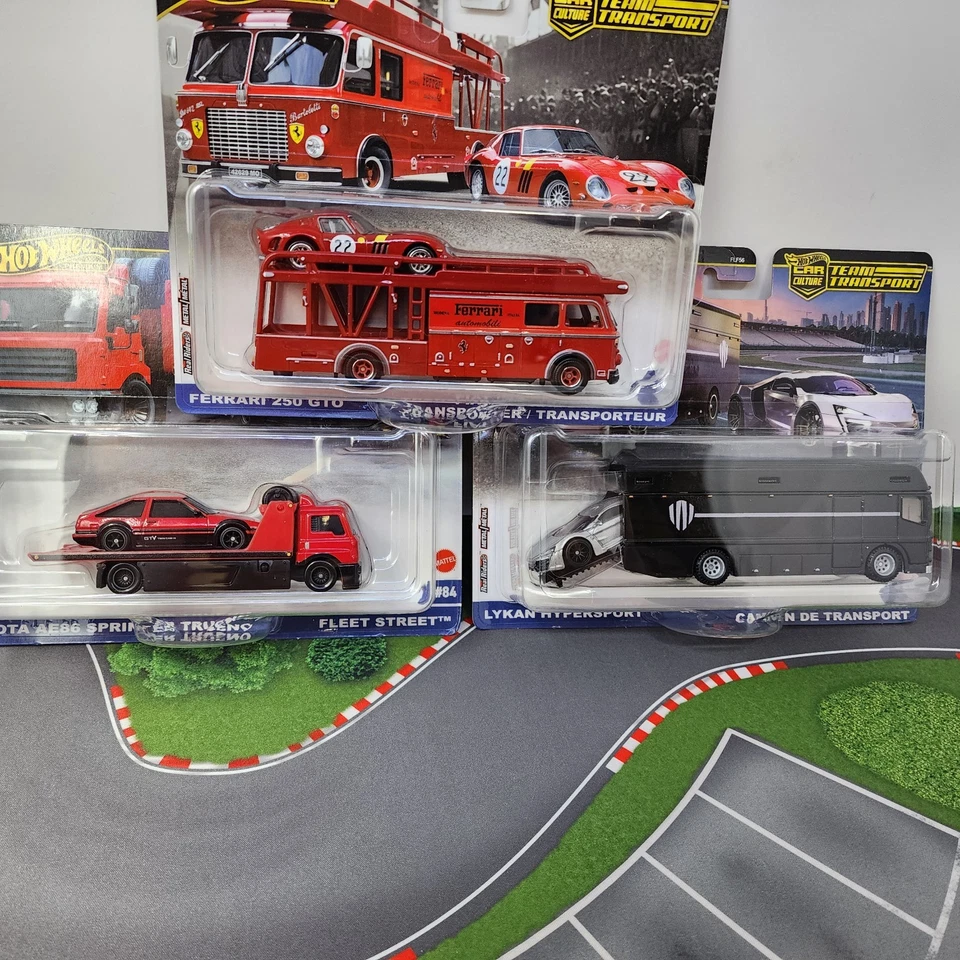 3 Car Set Case H * 2025 Hot Wheels Team Transport Car Culture w/ Ferrari GTO - Image 2 of 2