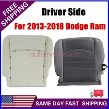 For 2013-18 Dodge Ram 1500 2500 SLT Driver Fabric Seat Cover Gray & Foam Cushion