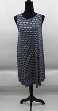 Loft Dress Women Medium Blue Sleeveless Stretch A Line Round Neck Comfy Casual