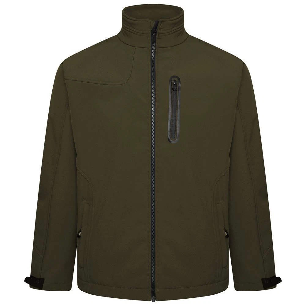Kam Plus Size Soft Shell Panelled Jacket For Men in Olive, 2XL-8XL
