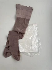 2 Pair Secrets In Lace Sheer To Waist Pantyhose Size Small (A) Color Mushroom