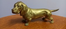 GRAND  BRONZE DORÉ DE VIENNE CHIEN BASSET HOUND