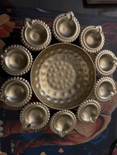 Diya Shape Flower Decorative Urli Bowl for Home Handcrafted Bowl (Gold color)