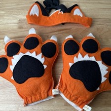Child  s Handmade Fox Costume Headband And Paws Plush Very Cute Well Made