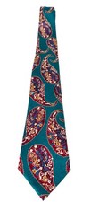 Towncraft Tie, VTG JC Penny 90s Teal Paisley Pattern Made in USA