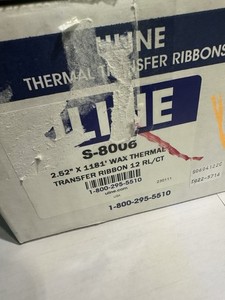 Thermal Transfer Ribbon  2.52”x1181’ Black Wax Ribbon Qty 12 Uline Part S-8006