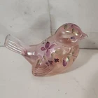 Fenton QVC Exclusive Pink Opalescent Small Bird Hand Painted Floral Signed