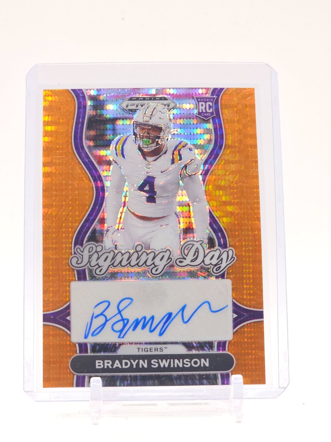 Bradyn Swinson Panini Prizm Draft Picks Signing Day #SDBSW Orange Pulsar