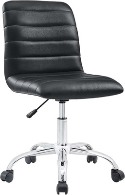 Ripple Ribbed Armless Mid Back Swivel Computer Desk Office Chair in Black