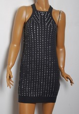 Stella McCartney Women Gray Dress 100% Cotton Crystals Short Bodycon Sz IT 38 XS