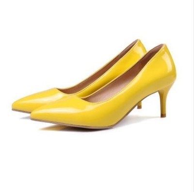Ladies Patent Leather Pumps Mid Heel Pointed Toe Party Court Shoe Office