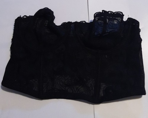 Gilligan And O'Malley Womens Black Lace Sheer Sexy Bra Top 34C - Picture 3 of 8