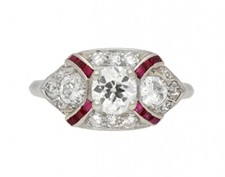 Art Deco 1.50 Carat White Round Cut CZ Diamond Engagement Ring Wedding Ring