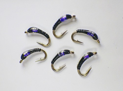 Ninfas negras UV Bling Midge mejoradas - Lote de moscas de pesca con mosca trucha premium - Imagen 19 de 22