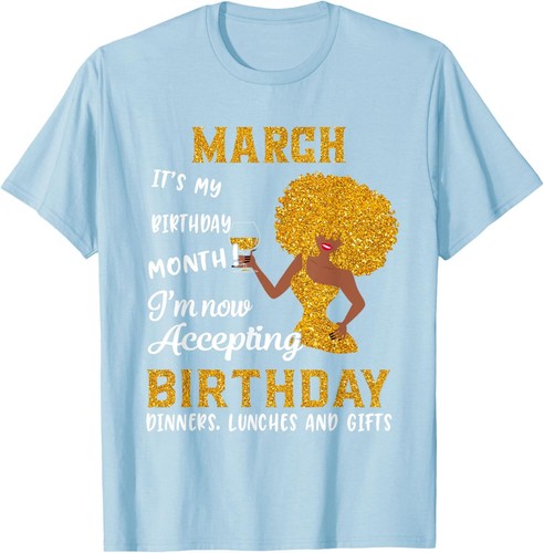 It's My Birthday Shirt Black Women March Pisces Aries Gifts T-Shirt Hoodie - Picture 10 of 18
