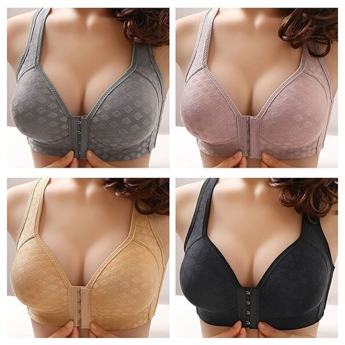 4/2/1Pack Women Front Fastening Push Up Bra Non Wired Comfort Soft Cup Underwear - Picture 30 of 30