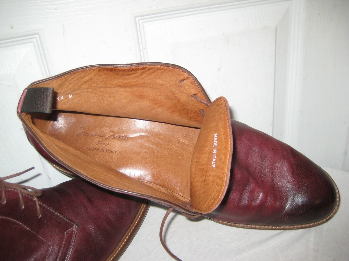 Massimo Matteo Burgundy Leather Chukka Boots Shoes Men display picture 1