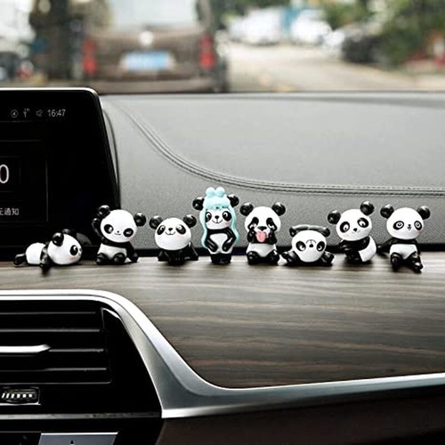 8/9/11x Noverty Mini Panda Toy Car Dashboard Doll Statue Ornament Set Home Decor - Picture 3 of 18