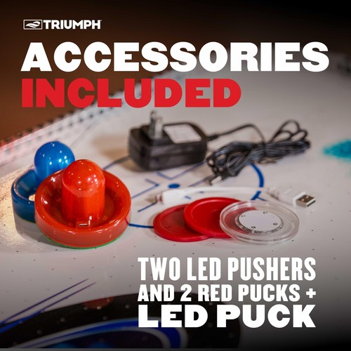 54" Triumph Sports Fire ‘n Ice LED Light-Up Air Hockey Table with 2 LED Pushers - Picture 3 of 6