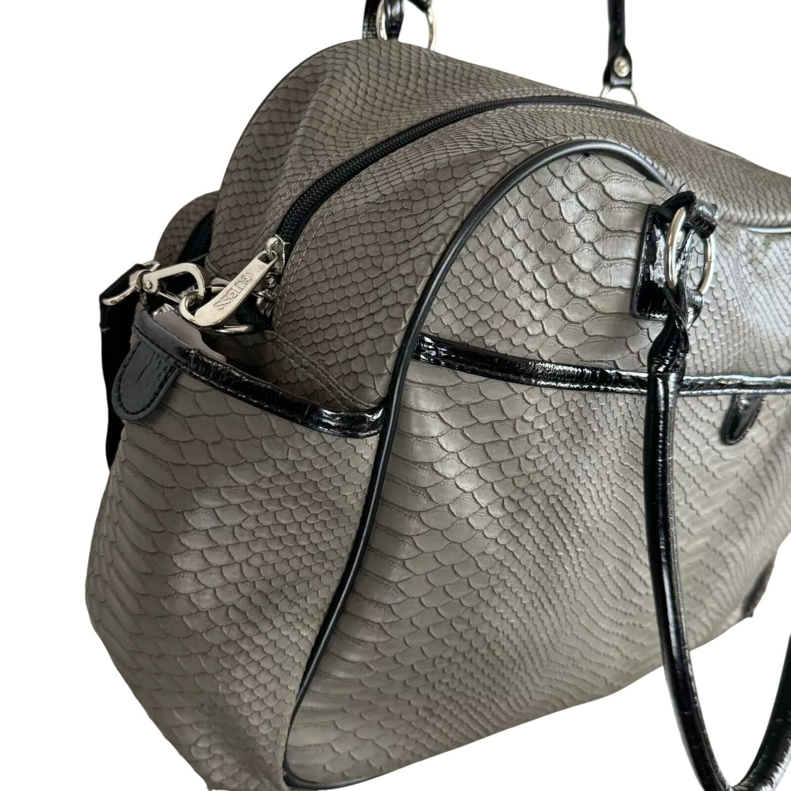 Guess Womens Diaper Bag Grey Python-Embossed with… - image 5