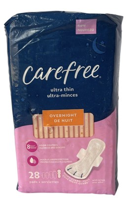 Ultra Thin Carefree Overnight With Wings, 28 Count, Multi-Fluid Protection