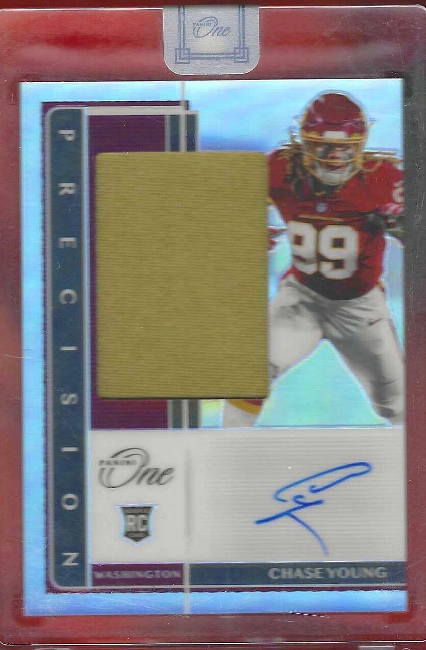 CHASE YOUNG 2020 PANINI ONE SILVER PRIZM PRECISION ROOKIE PATCH AUTO RC #D 26/35