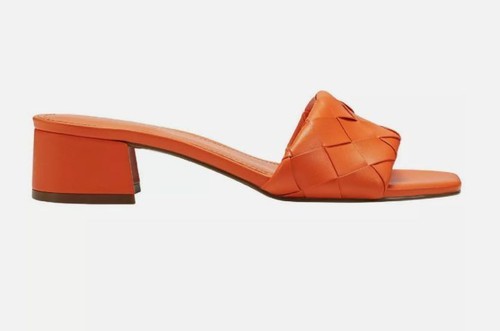 Marc Fisher Casper Bright Summer Orange Braided Block Heel Slide Sandals 5.5M - Picture 2 of 15