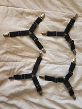 4-Pc Bed Sheet Clips Suspender Straps Mattress Fastener Holder Triangle Grippers