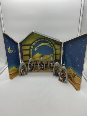 Kurt Adler For Saks Nativity Hand Painted Display Box & 6 Ornaments See Photos
