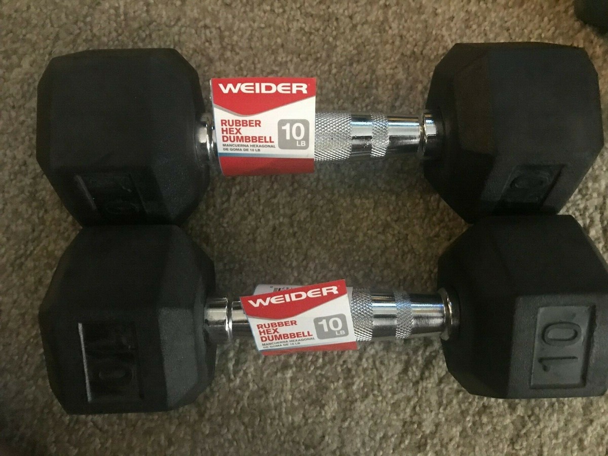 Weider 10lb Hex Dumbell Rubber Cap Weight Set 2x10lbs=20 lb total