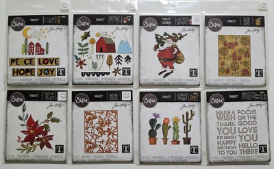 Tim Holtz Sizzix Thinlits Dies - Nordic Woodland Santa Bouquet Cactus Text