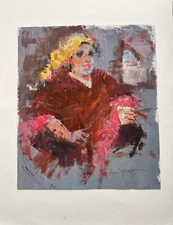 MAX TURNER - SITTING WOMAN ( ORIGINAL OIL )