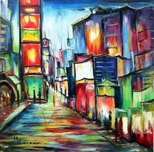 paysage tableau KSPERSEE peinture mixed toile chassis Times Square New York